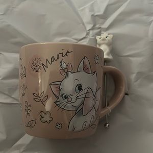 Disney The Aristocats Marie Cat Ceramic Coffee Mug & Figurine Stir Stick NWT